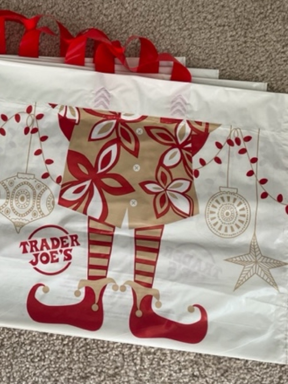 TRADER JOE’S ELF PLASTIC BAGS HEAVY SHOPPING STORAGE BAG New